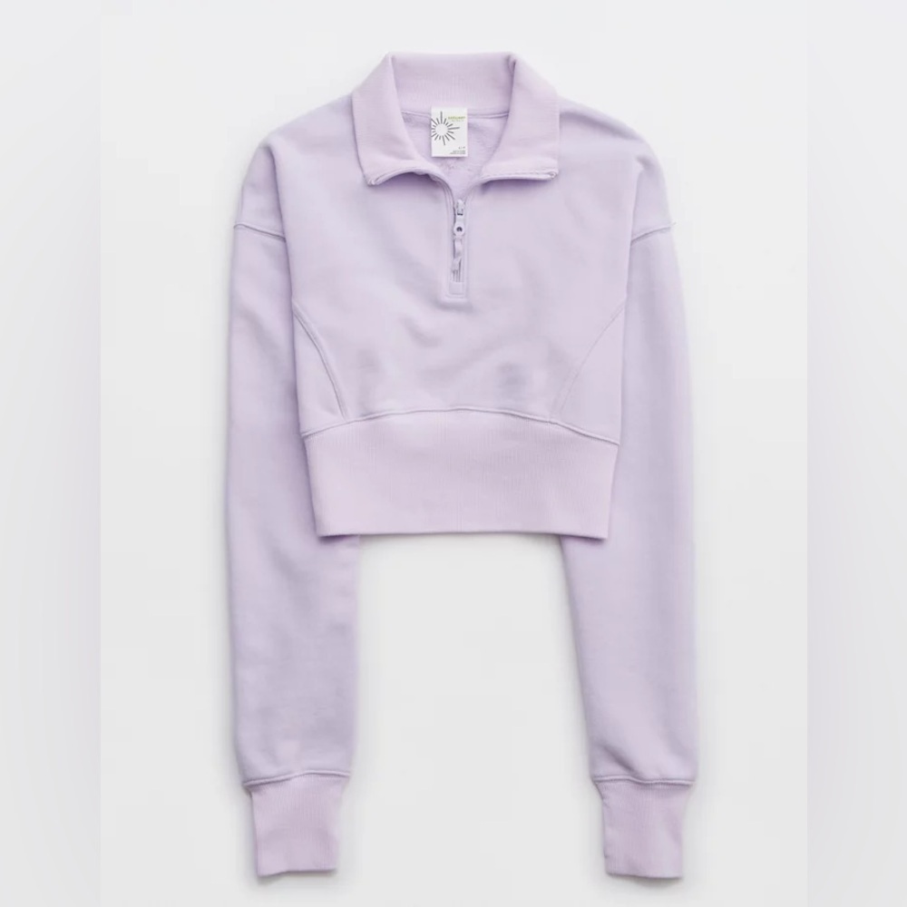 SOLD Offline By Aerie Throw-Back Corset Cropped Quarter Zip - Picture 3 of 6